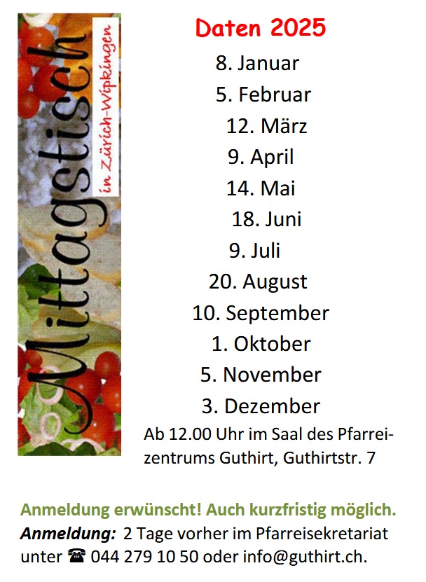 TErmine Mittagstisch Guthirt 2025